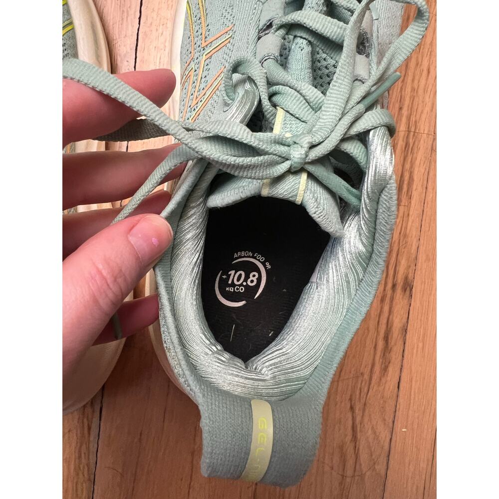 Asics GEL Nimbus 26 Running Shoes Sneakers Light Celadon Safety Yellow Women's 8 - Picture 11 of 13